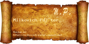 Milkovich Péter névjegykártya