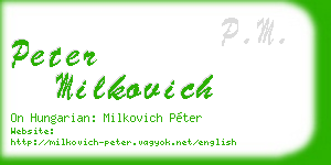 peter milkovich business card