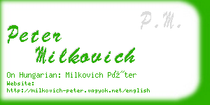 peter milkovich business card